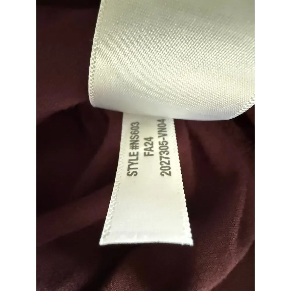 $58 Madewell Side-Cinch Long-Sleeve Polo Top - small - Burgundy - Picture 10 of 11